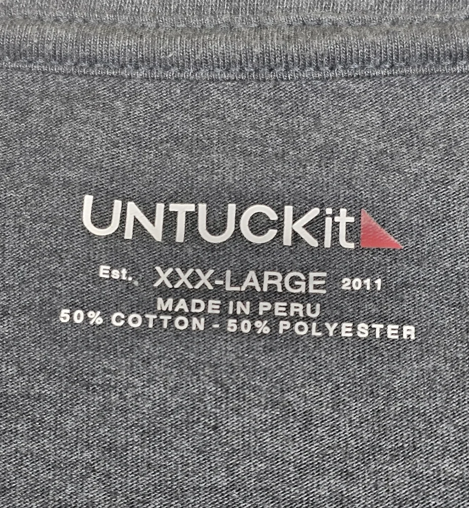 UNTUCKit Mens XXX Large V Neck T Shirt Gray Casual Short Sleeve Tee - Picture 2 of 5